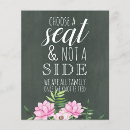 Roze Bloemige Chalkboard Aangepast Trouwbord Budge