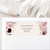 Roze bloemige champagne bruiloftsborrel  etiket (Insitu)