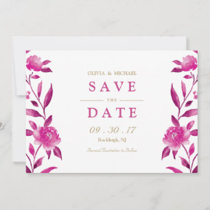 Roze bloemige Chinoiserie Huwelijk opslag de datum Save The Date