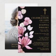 Roze bloemige christelijke herdenkings-funerair fo