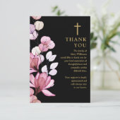 Roze bloemige christelijke viering van het leven r bedankkaart (Staand voorkant)