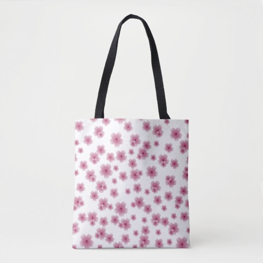 Roze bloemige classy canvas tas (Voorkant)