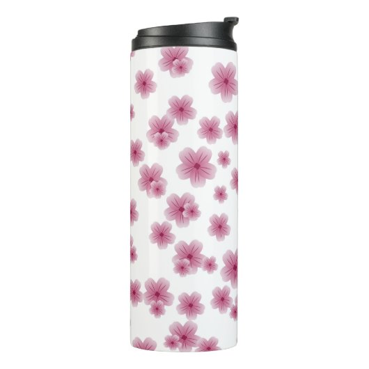 Roze bloemige classy thermische tumber thermosbeker (Gedraaid links)