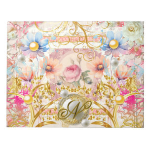 Roze Bloemige Collage Fee Goud Geletterd Notitieblok