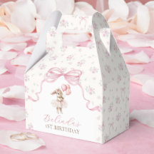 Roze bloemige Coquette strik konijn 1e verjaardag