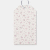 Roze bloemige Coquette strik konijn 1e verjaardag Cadeaulabel (Achterkant)