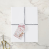 Roze bloemige Coquette strik konijn Cadeaulabel (Met Touw)