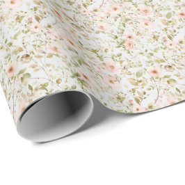 Roze Bloemige Cottagecore Coquette Inpakpapier