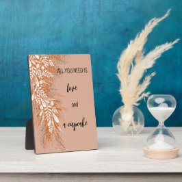 Roze bloemige Cupcake Tafel Sign Plaque Fotoplaat