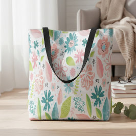 Roze Bloemige Dagelijkse Boodschappentas Tote Bag