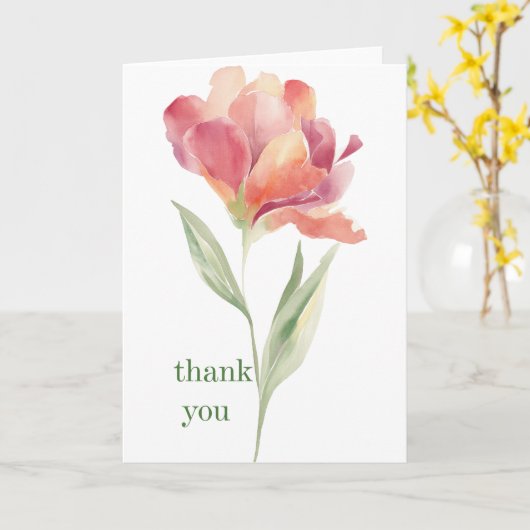  Roze Bloemige Dank Je Kaart (Gele Bloem)
