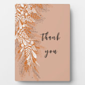 Roze Bloemige Dank Je Wel Tafel Sign Plaque Fotoplaat (voorkant)