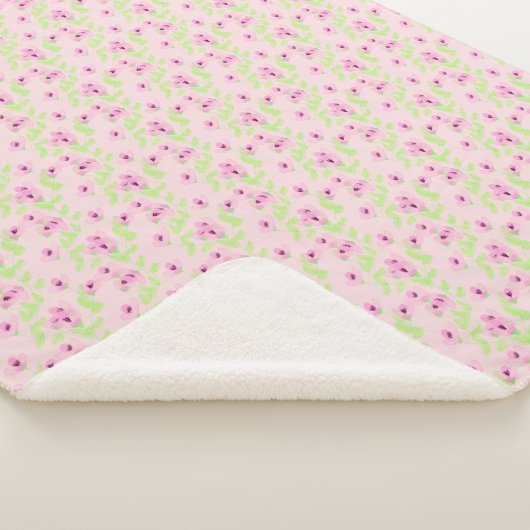 Roze bloemige deken met felgroen (3/4)