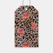 Roze bloemige dierprint verjaardagsfeest bedankje cadeaulabel (Achterkant)