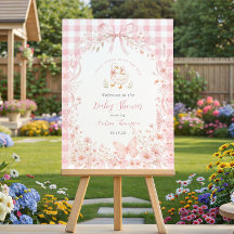 Roze Bloemige Domme Gans Baby Shower Welkom