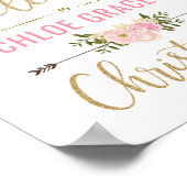 Roze Bloemige Doop Welkom Bord Decoratie (Hoek)