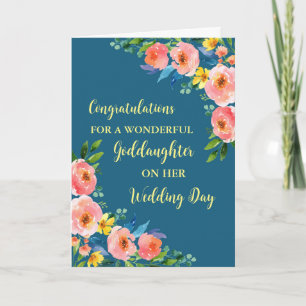 Roze Bloemige Doopdochter Trouw Felicitaties Kaart