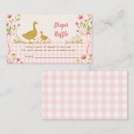 Roze bloemige dwaze gans baby shower luier raffle informatiekaartje