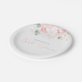 Roze bloemige elegante botanische bruidsdouche papieren bordje (Gekanteld)