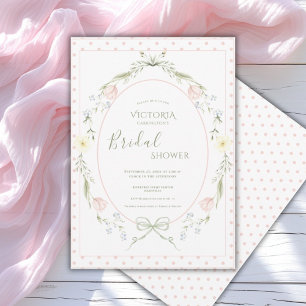 Roze bloemige elegante bruids-shower in vintage st kaart