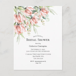 Roze bloemige elegante bruiloftsuitnodiging briefkaart
