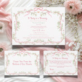 Roze Bloemige Elegante Groene Tinten Bedankkaart