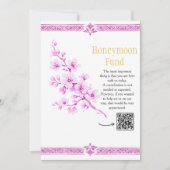 Roze bloemige Elegante Honeymoon Fund QR-code bord Kaart (Voorkant)