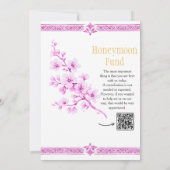 Roze bloemige Elegante Honeymoon Fund QR-code bord Kaart (Achterkant)