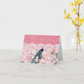 Roze  bloemige elegante kant kleurrijke pauw kaart (Gele Bloem)