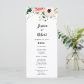 Roze bloemige elegante moderne bloemen bruiloft aa menu (Staand voorkant)