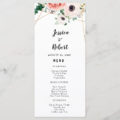 Roze bloemige elegante moderne bloemen bruiloft aa menu (Voorkant)