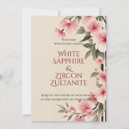 Roze Bloemige Elegante Trouw Uitnodiging