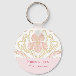 Roze Bloemige Elegante Vrouwelijke Art Nouveau Zak Sleutelhanger