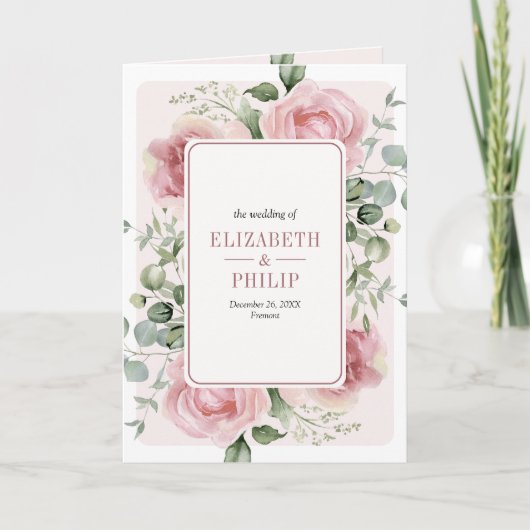 Roze Bloemige Eucalyptus All-in-One Trouwdag (Voorkant)