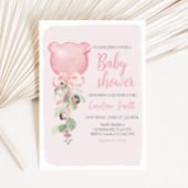 Roze Bloemige Eucalyptus Ballon Baby Shower Kaart