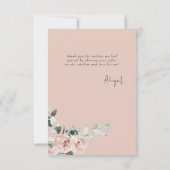 Roze bloemige eucalyptus bruidssalon  bedankkaart (Achterkant)
