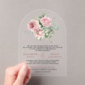 Roze bloemige eucalyptus bruiloft acryl uitnodigingen (Insitu (Draagbaar))