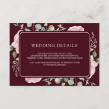 Roze bloemige eucalyptus burgundy huwelijksdetails