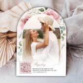 Roze Bloemige Eucalyptus Navy Bruiloft Feest Kaart