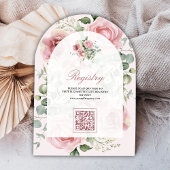 Roze Bloemige Eucalyptus QR Code Baby Shower Kaart