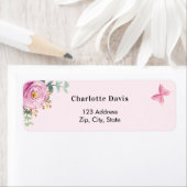 Roze bloemige eucalyptus retouradres etiket (Insitu)