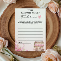 Roze Bloemige Familietradities Baby Shower Spel