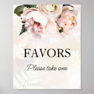Roze bloemige favorieten bruidsdouche bord poster