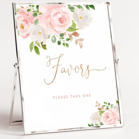 Roze bloemige Favors Poster