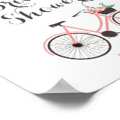 Roze Bloemige Fiets Bruiloftsshower Bord Poster (Hoek)