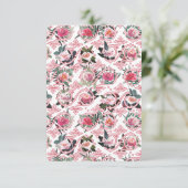 Roze Bloemige Filigraam Kaart (Staand voorkant)