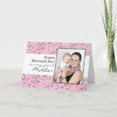 Roze bloemige foto Fijne Moederdag kaart (Voorkant)