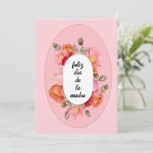Roze bloemige Gelukkige Moederdag In het Spaans Feestdagenkaart (Staand voorkant)