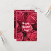 Roze bloemige gelukkige Moederdag kaart (Voorkant / Achterkant in situ)