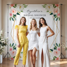 Roze Bloemige Geometrische Bruiloftsshower Achterg